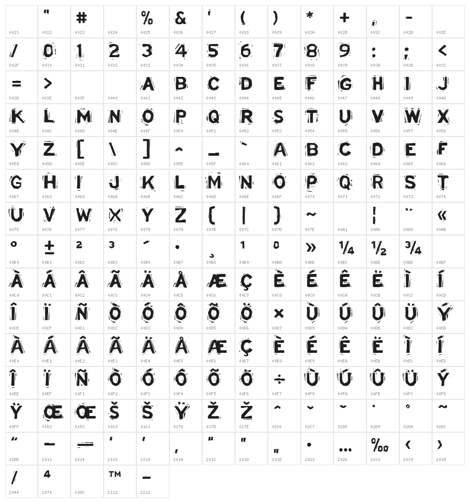 Linostate Demo Bold Character Map