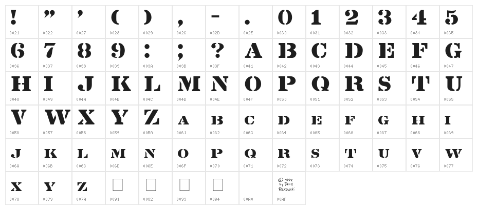 Lintsec Medium Character Map