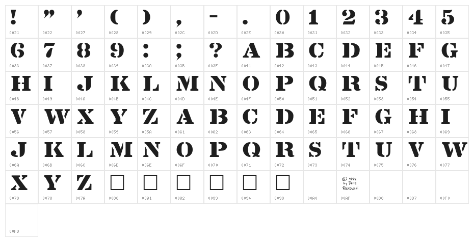 Lintsec Regular Character Map