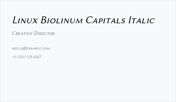 Linux Biolinum Capitals Italic Business Card