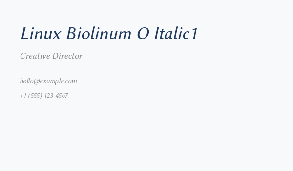 Linux Biolinum O Italic1 Business Card