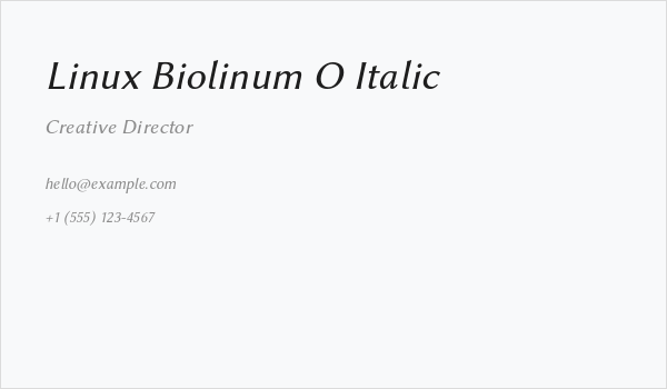 Linux Biolinum O Italic Business Card