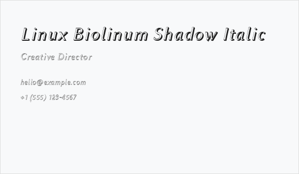 Linux Biolinum Shadow Italic Business Card