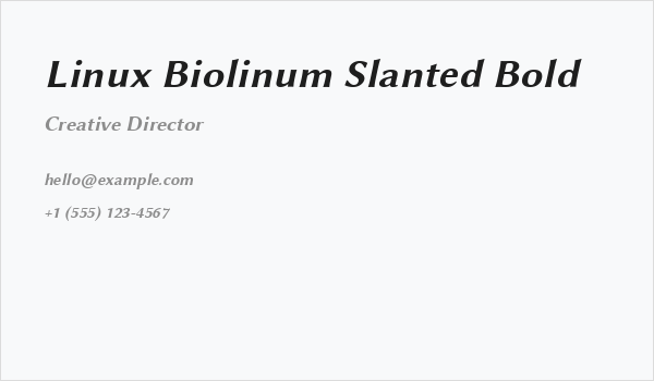 Linux Biolinum Slanted Bold Business Card