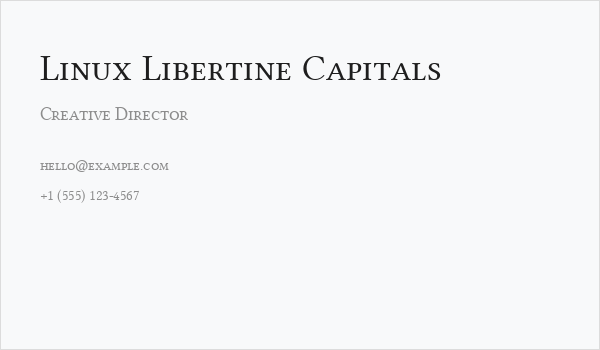 Linux Libertine Capitals Business Card