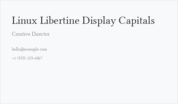 Linux Libertine Display Capitals Business Card