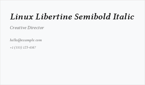 Linux Libertine Semibold Italic Business Card