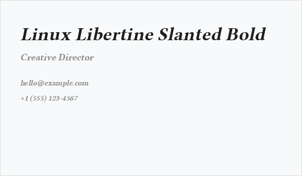 Linux Libertine Slanted Bold Business Card
