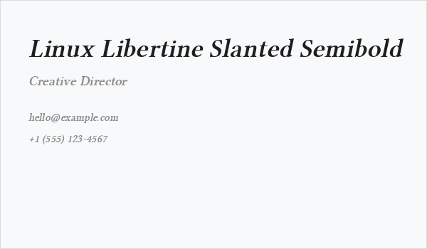 Linux Libertine Slanted Semibold Business Card