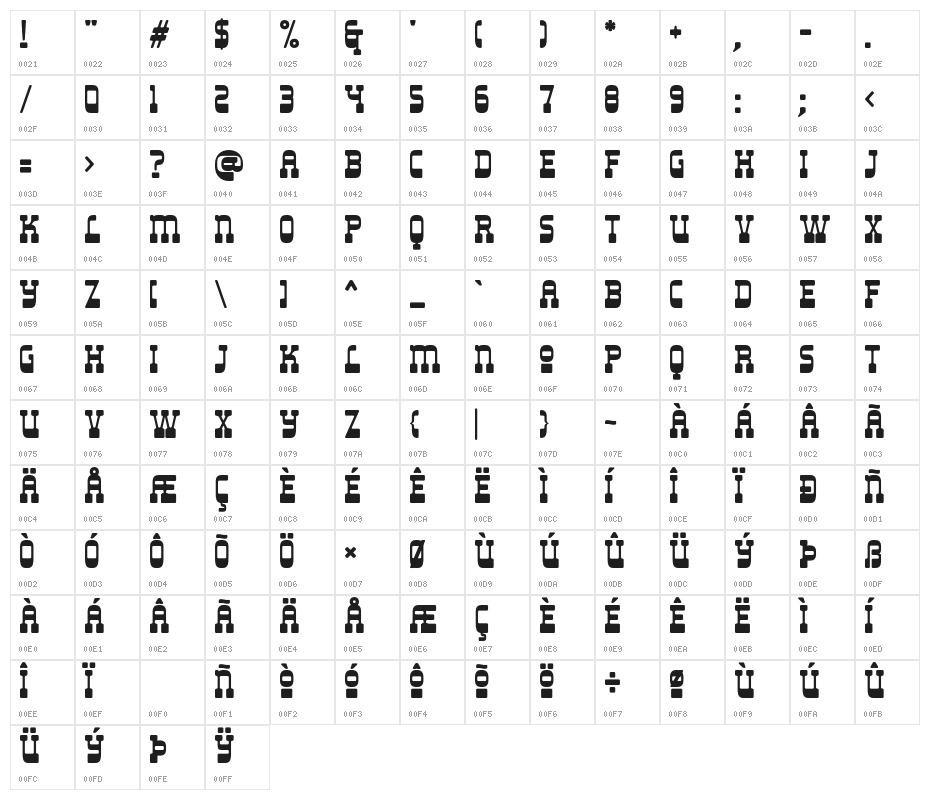 LiongPersonalUse-Regular Character Map