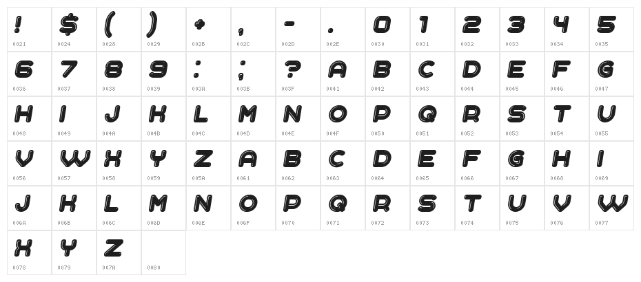 Liquid Italic Character Map