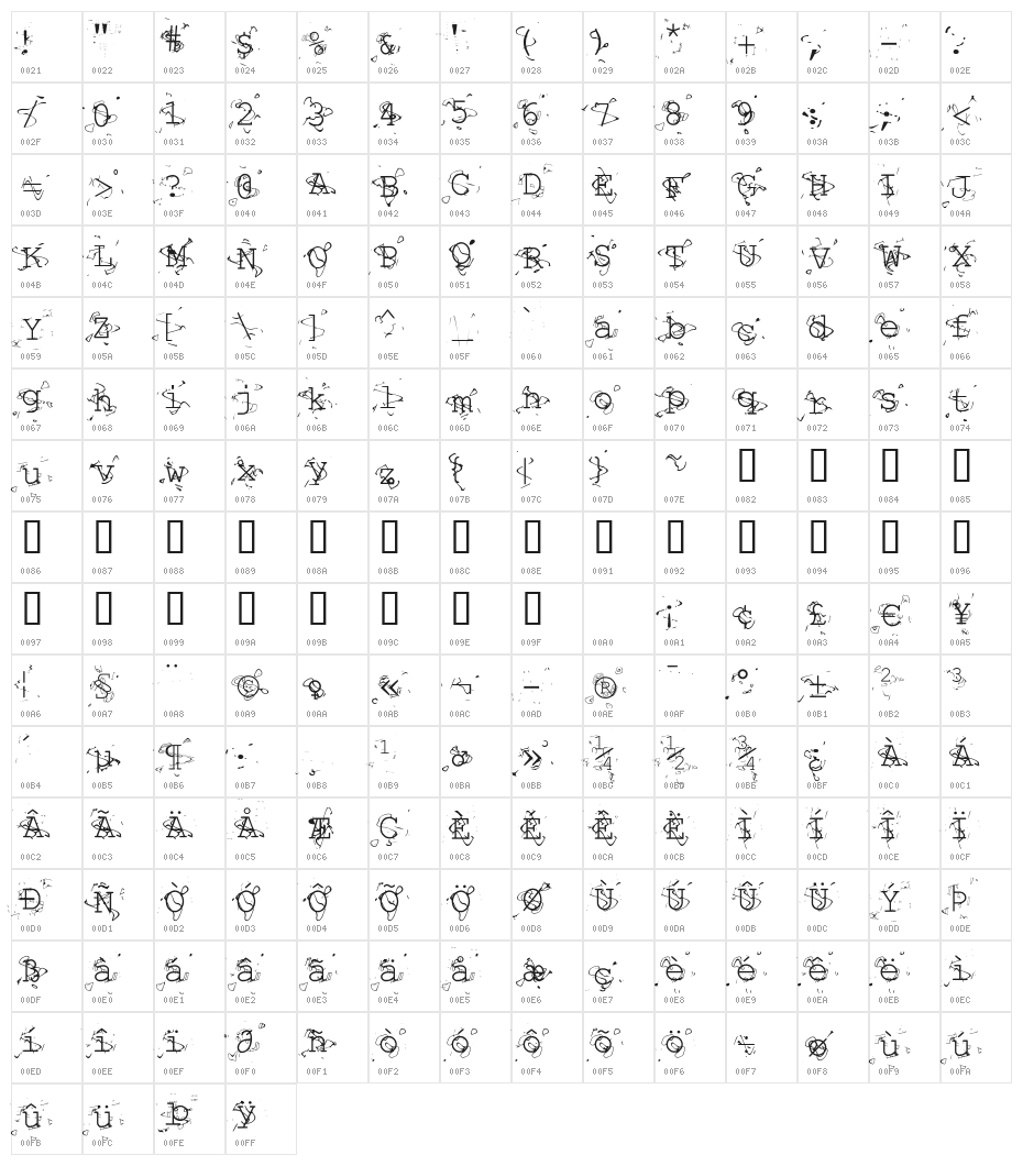 Liquid Newspaper Character Map