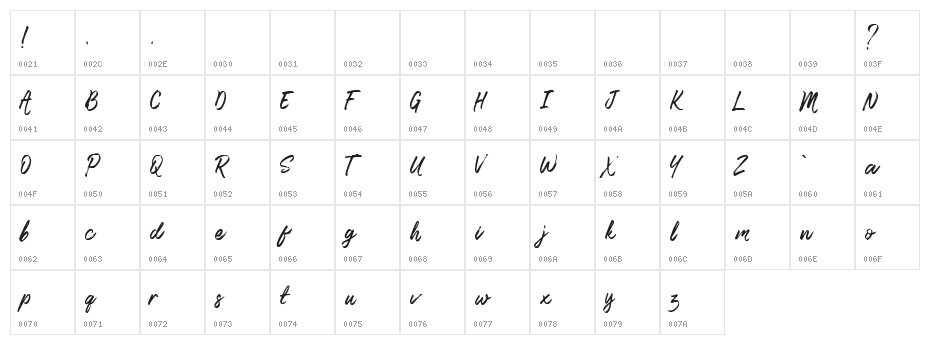 Lismonia Brush Font Demo Regular Character Map