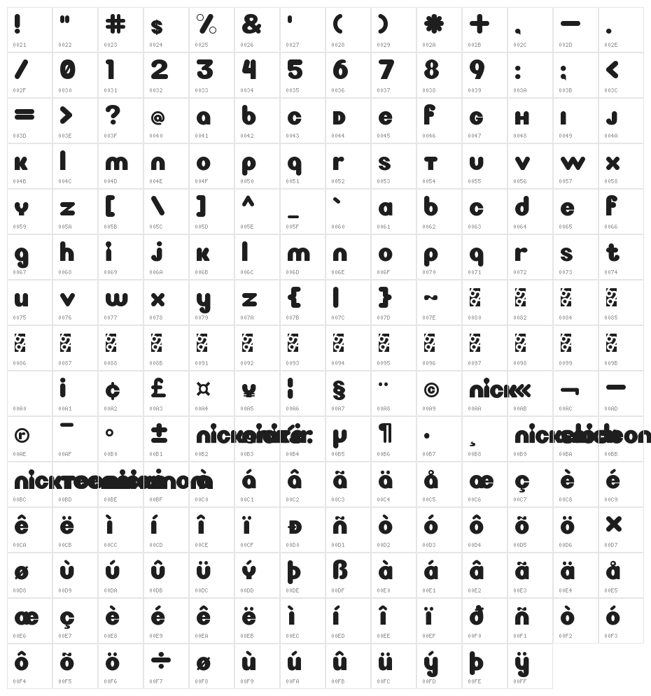 Litebulb Bold Character Map