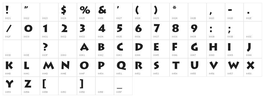 Lithograph Character Map