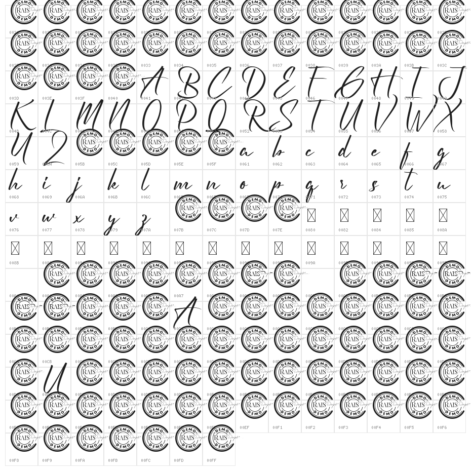 Lithonia Demo Character Map