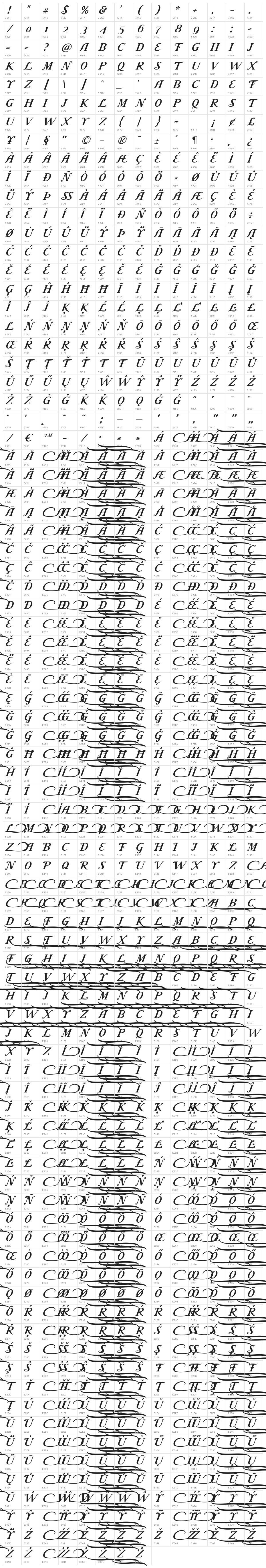 Litoland Title Italic Character Map