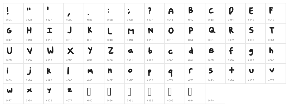 Little Bean Regular Character Map