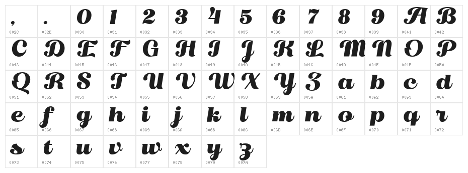 Little Birds Regular Character Map