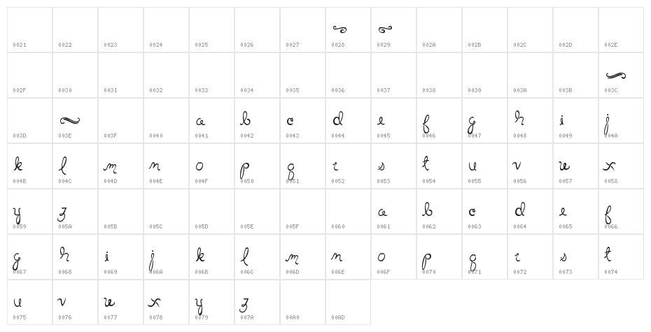 Little Bliss Bold Character Map
