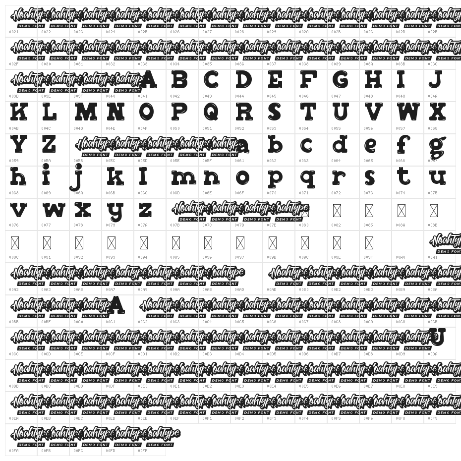Little Groovy Demo Character Map