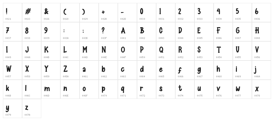 Little Rascall Regular Character Map
