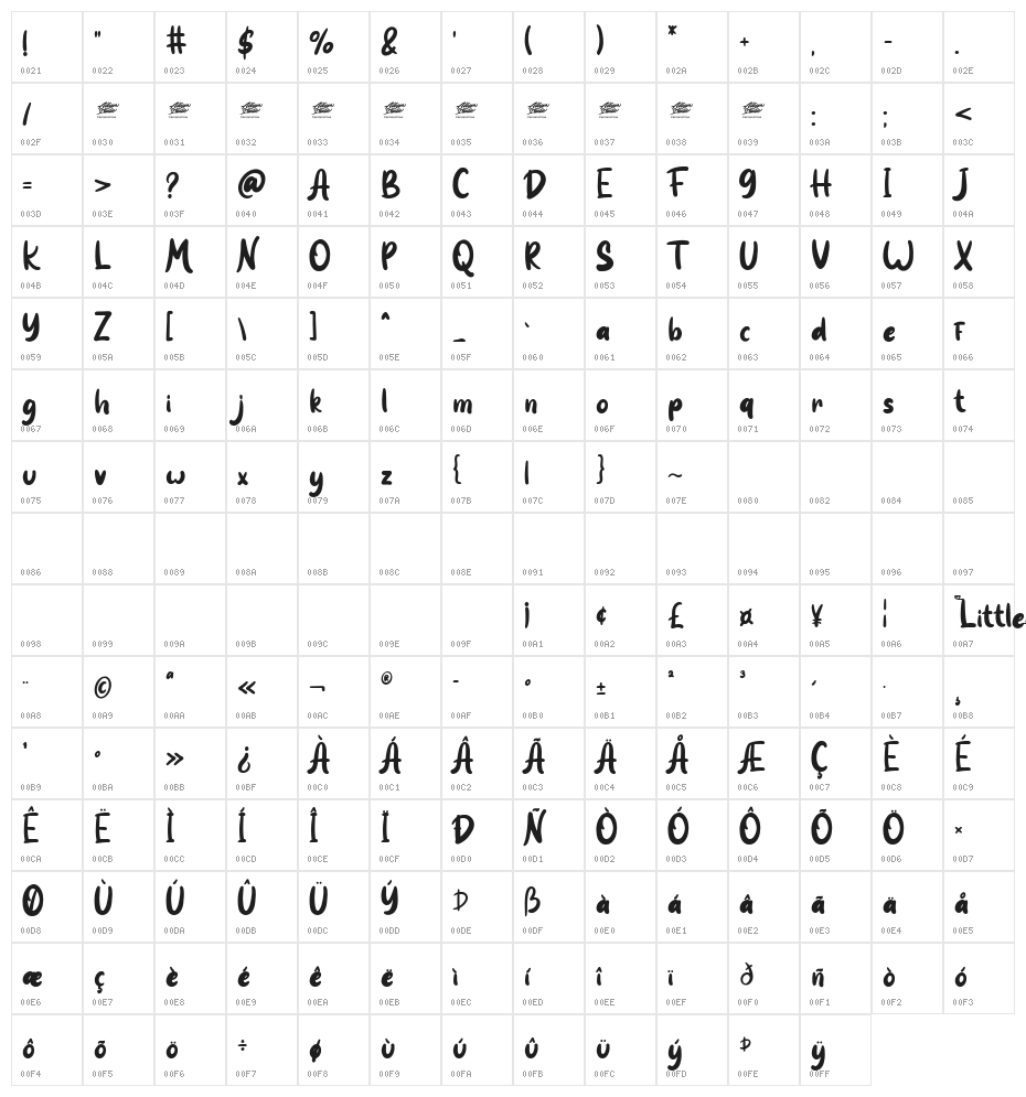 Little love - Personal Use Character Map