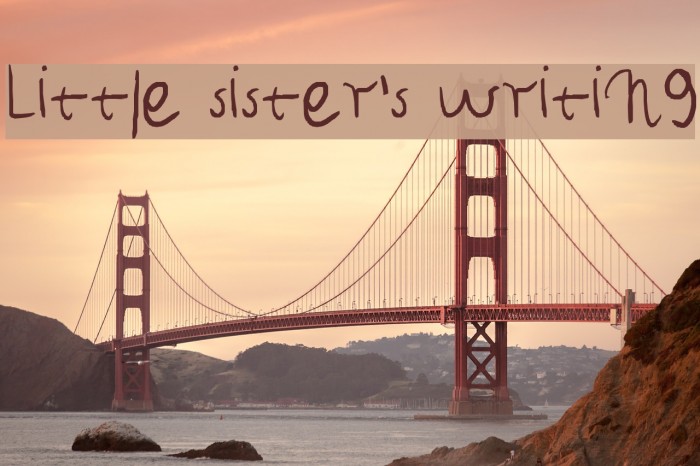 Little sister's writing Font examples