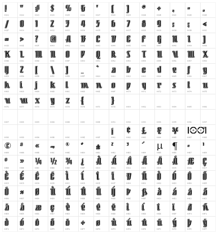 LittleDeuceCoupeNF Character Map