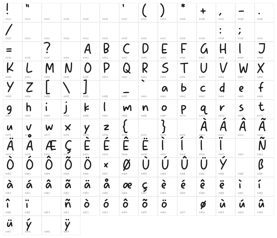 LittleMoment-Regular Character Map