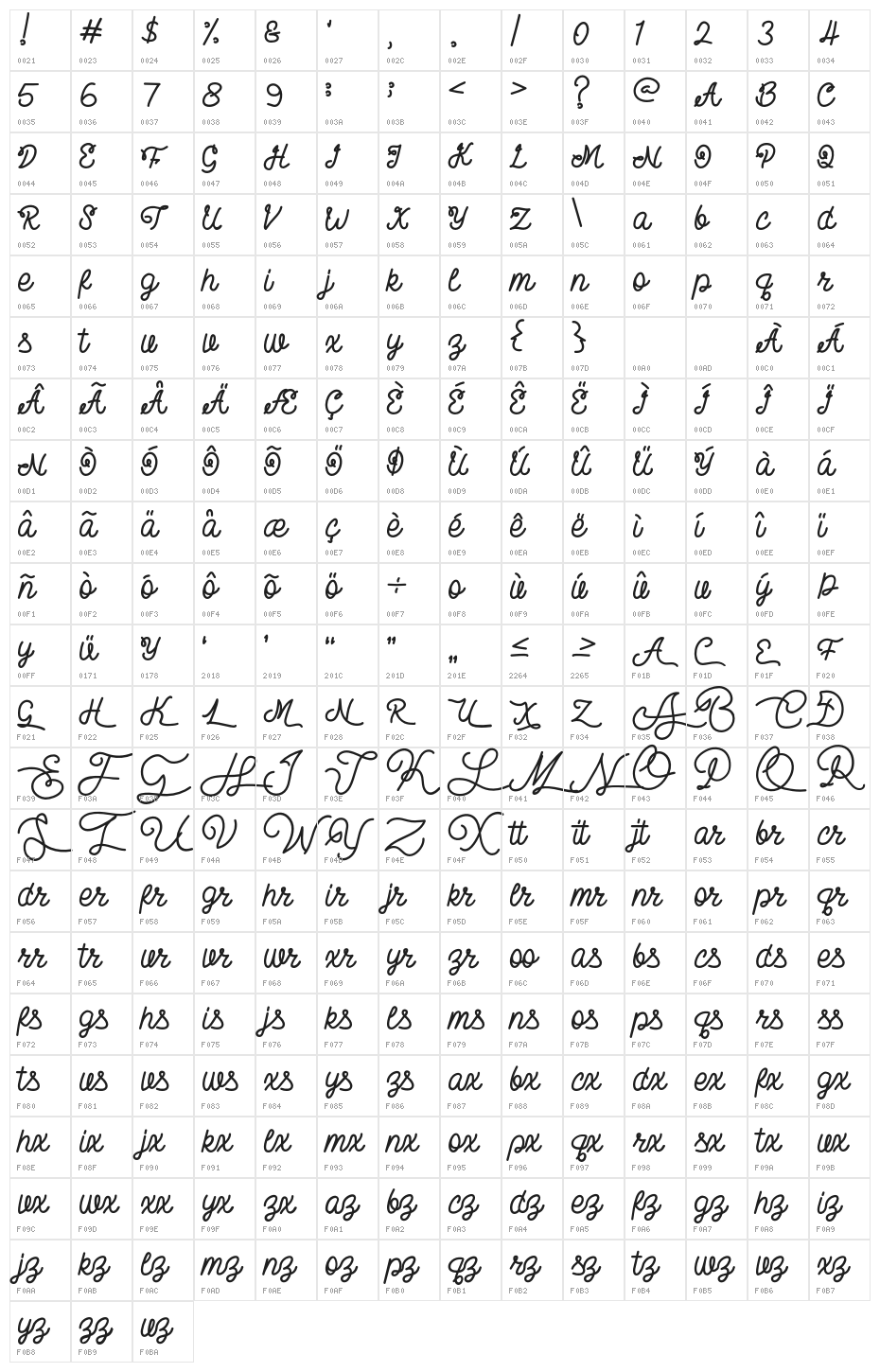 LittleThomasRegular Character Map
