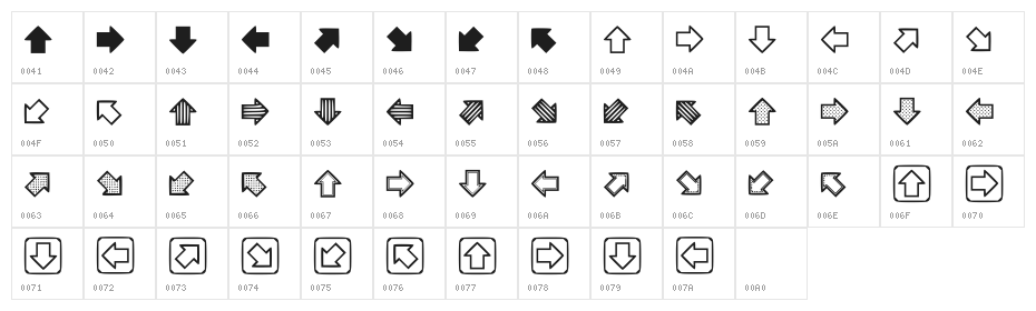 Littlearrows Regular Character Map
