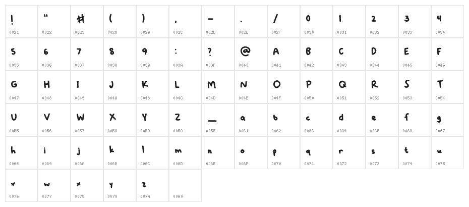 Littlejoodles Regular Character Map