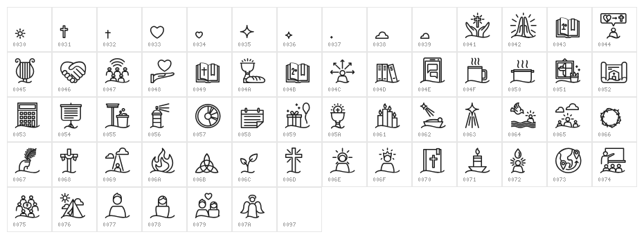 Liturgica Bold Character Map