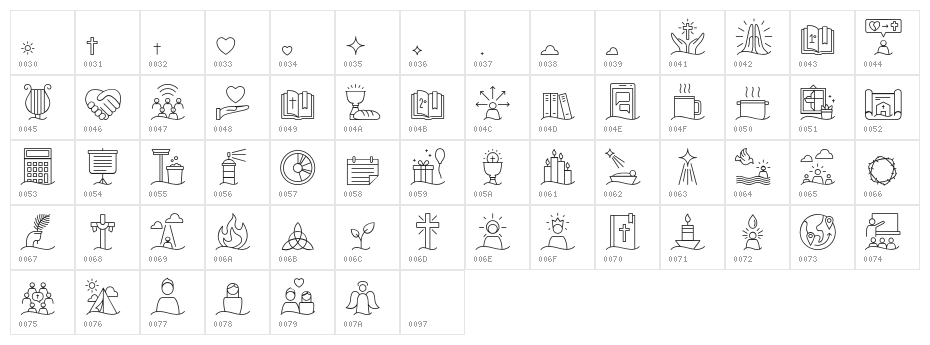Liturgica Thin Character Map