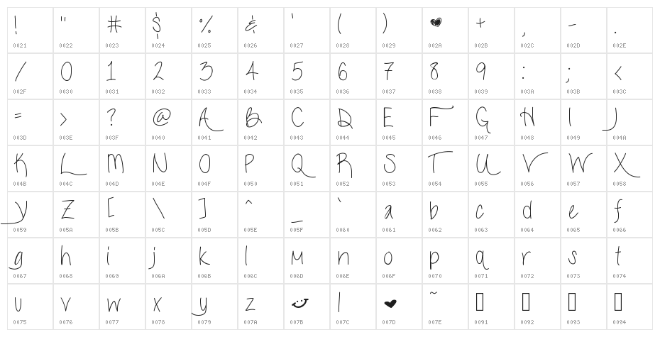LiveLaughLove Character Map
