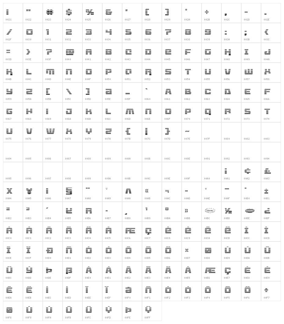 Livewired Gradient Character Map