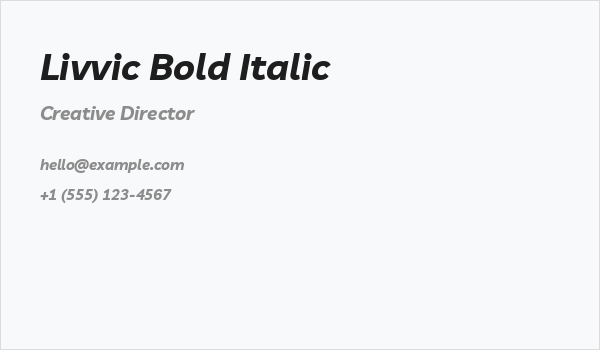 Livvic Bold Italic Business Card
