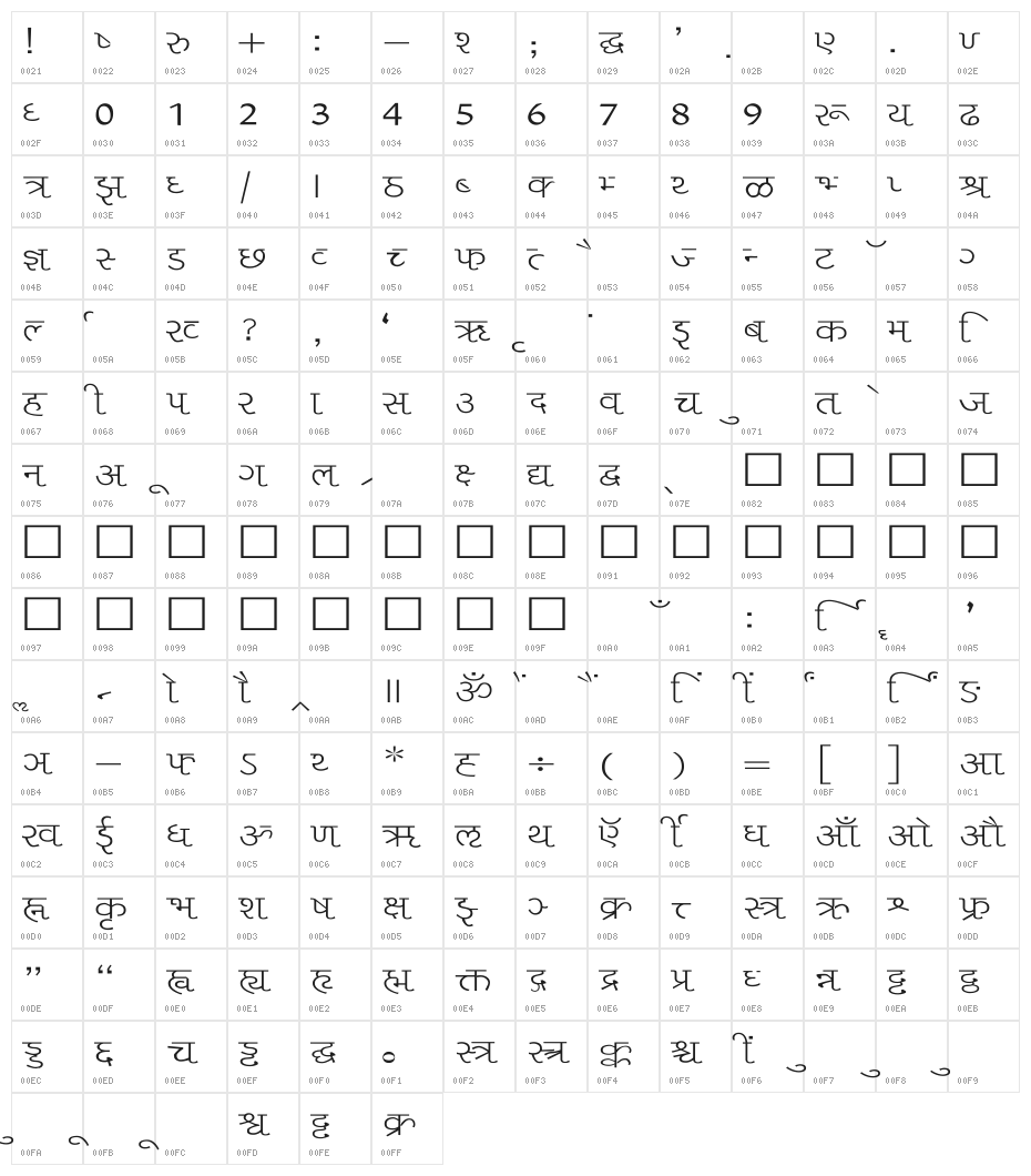 Liza Wide Character Map