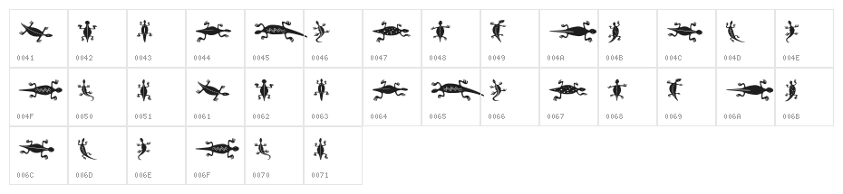 Lizards Regular Character Map