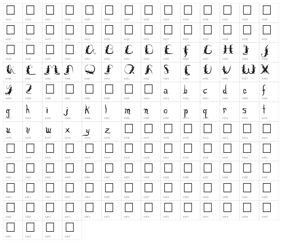 Lizzard Character Map
