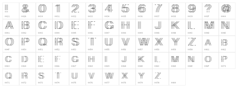 liftmeup Character Map