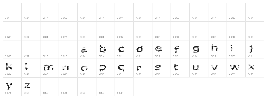 like fonts in the rain Character Map