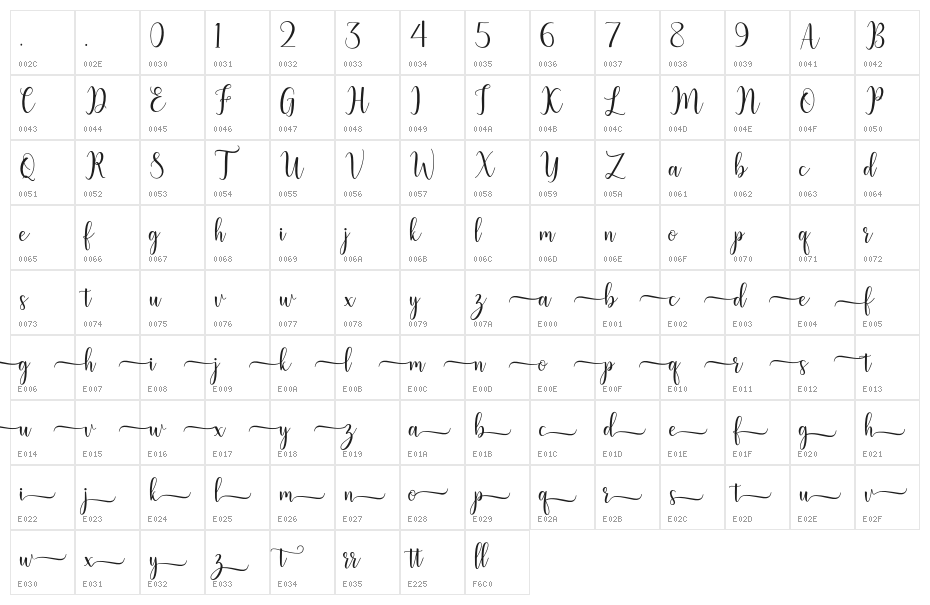 litesha Character Map