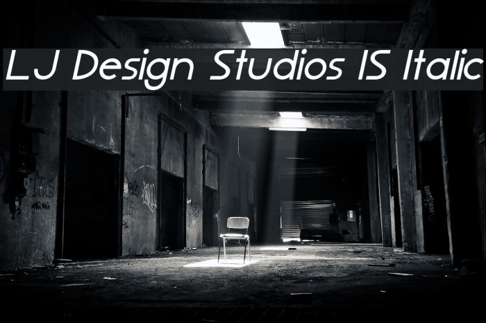 LJ Design Studios IS Italic Font examples