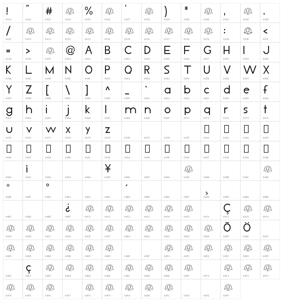 LJ Design Studios IS Character Map