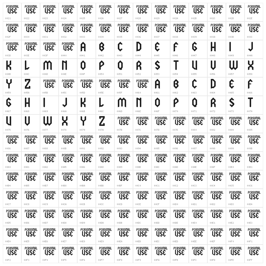 LJ Power Metal PERSONAL USE Character Map