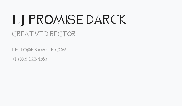 LJ Promise Darck Business Card