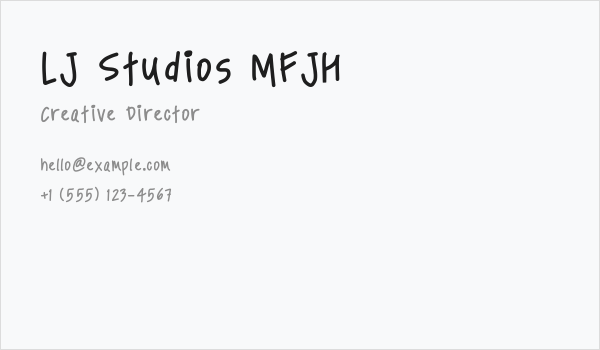 LJ Studios MFJH Business Card