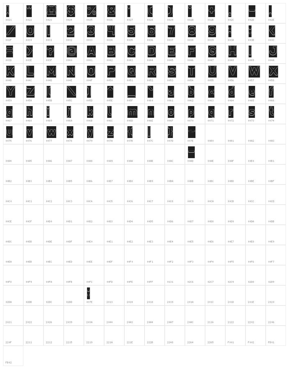 LMAO-Hollow-Inverse Character Map